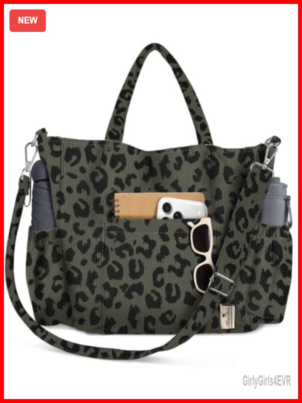 Corduroy Crossbody Tote Bag for Women, Large Capacity with Pockets